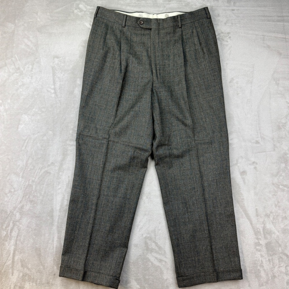 Vtg‎ USA Polo University Club Ralph Lauren Pants Mens 36x29 Plaid Pleated Cuffed